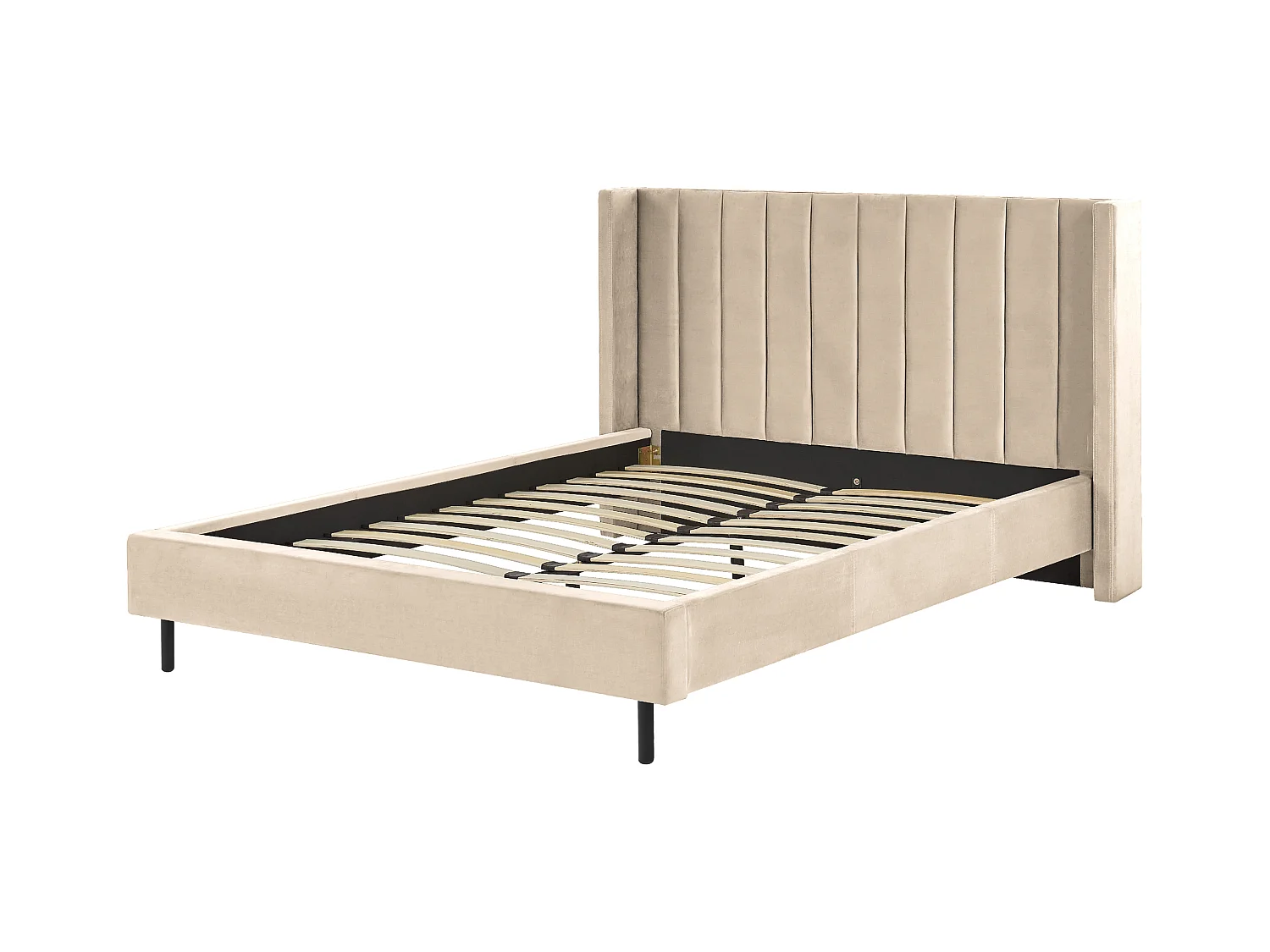 Lit avec sommier Velours VILLETTE 160 x 200 cm Beige