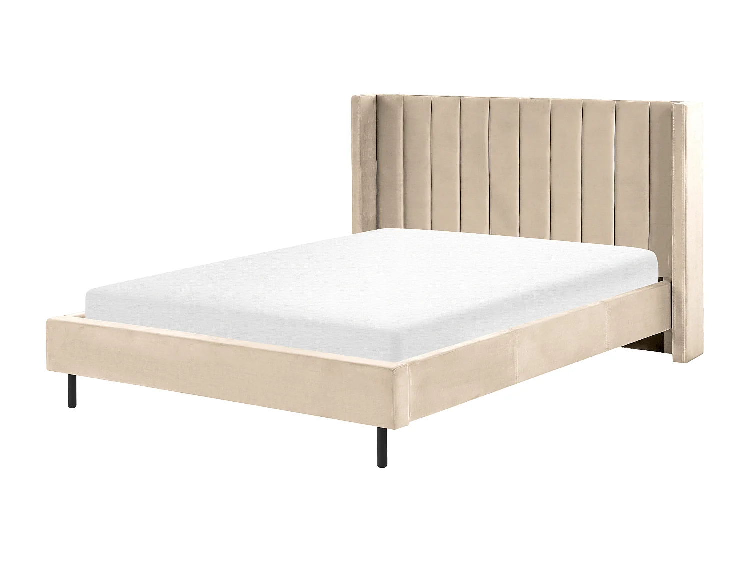 Bed Fluweel VILLETTE 160 x 200 cm Beige