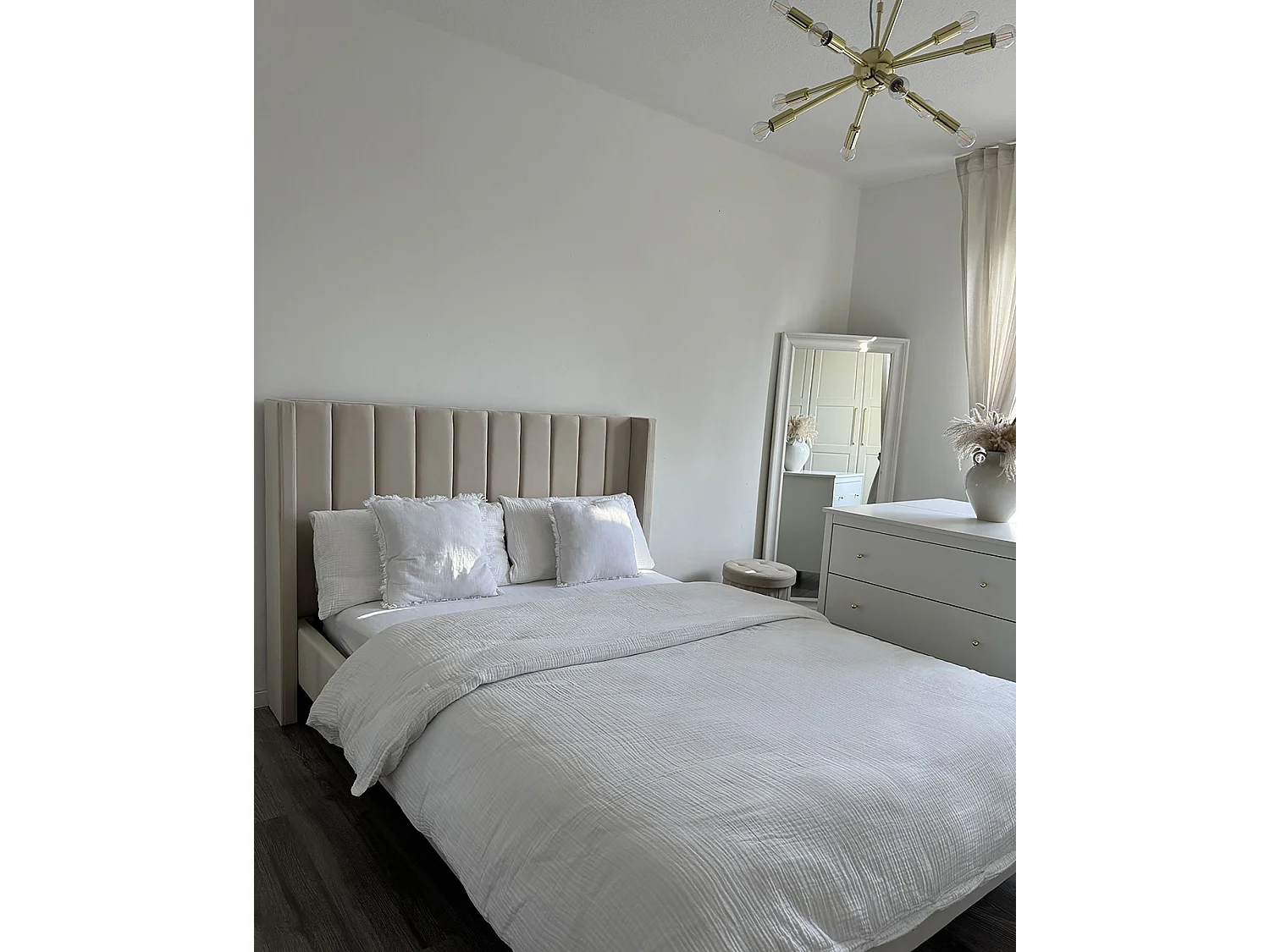 Bed Velvet VILLETTE 160 x 200 cm (EU King Size) Beige