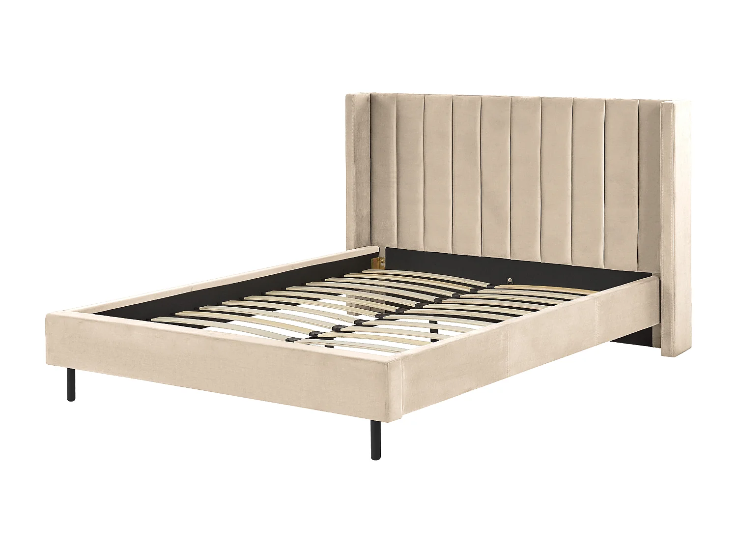 Bed Fluweel VILLETTE 160 x 200 cm Beige