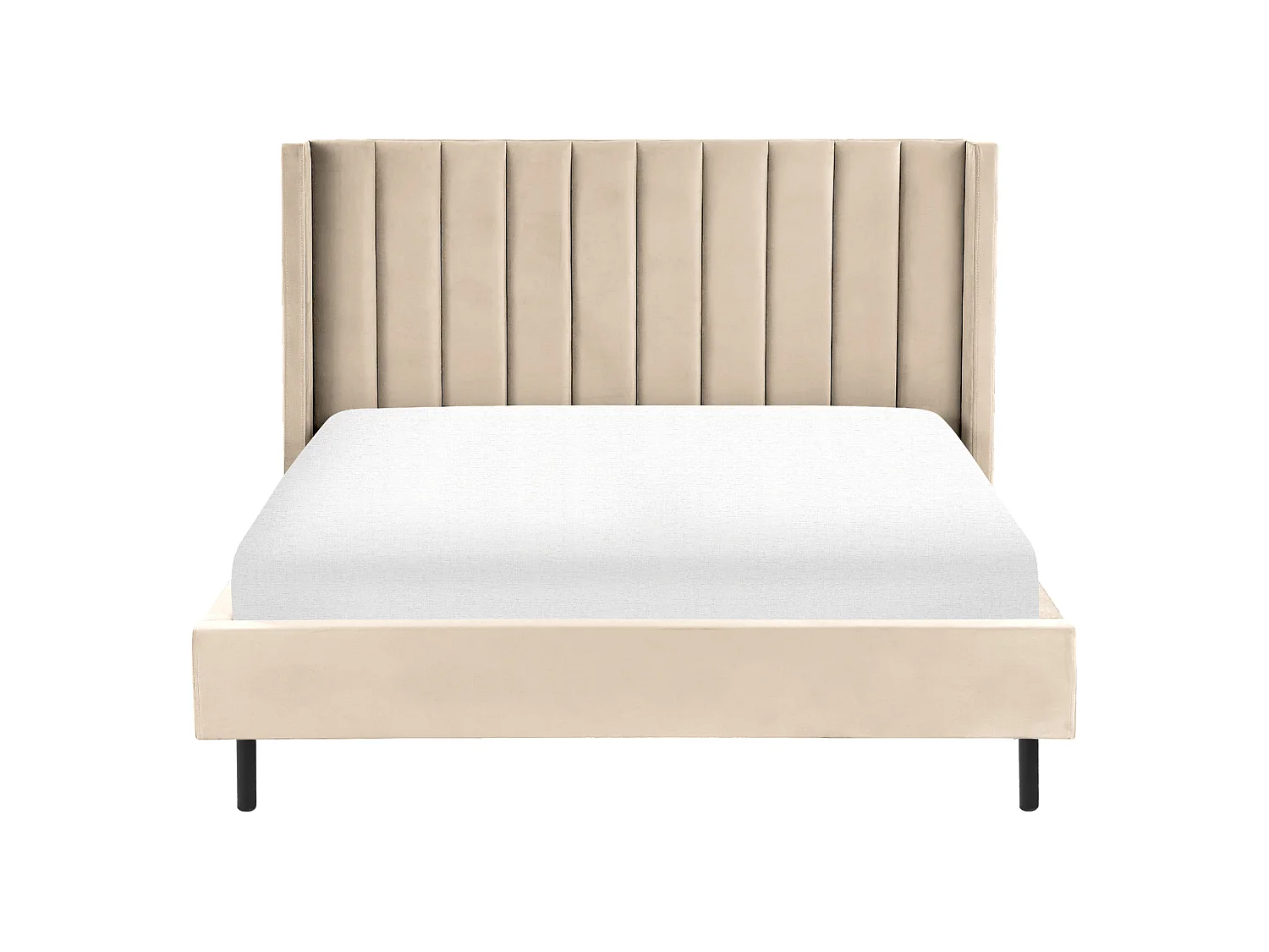 Lit avec sommier Velours VILLETTE 160 x 200 cm Beige