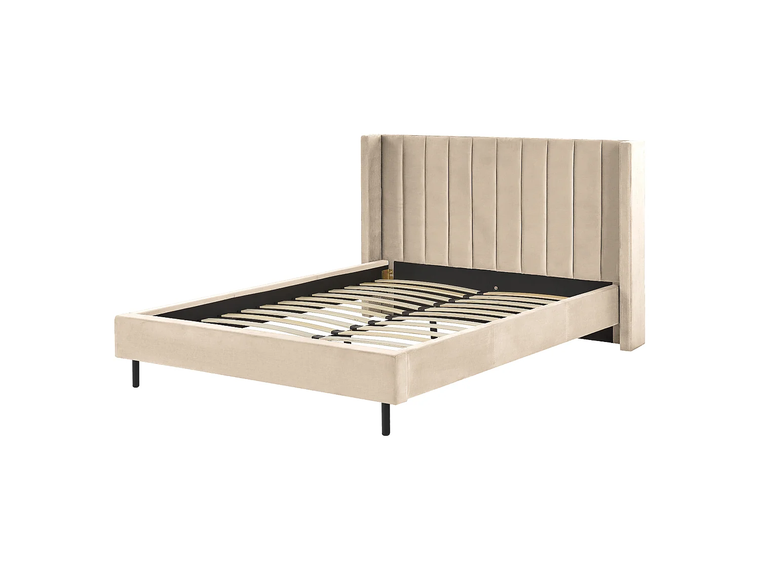 Lit avec sommier Velours VILLETTE 160 x 200 cm Beige