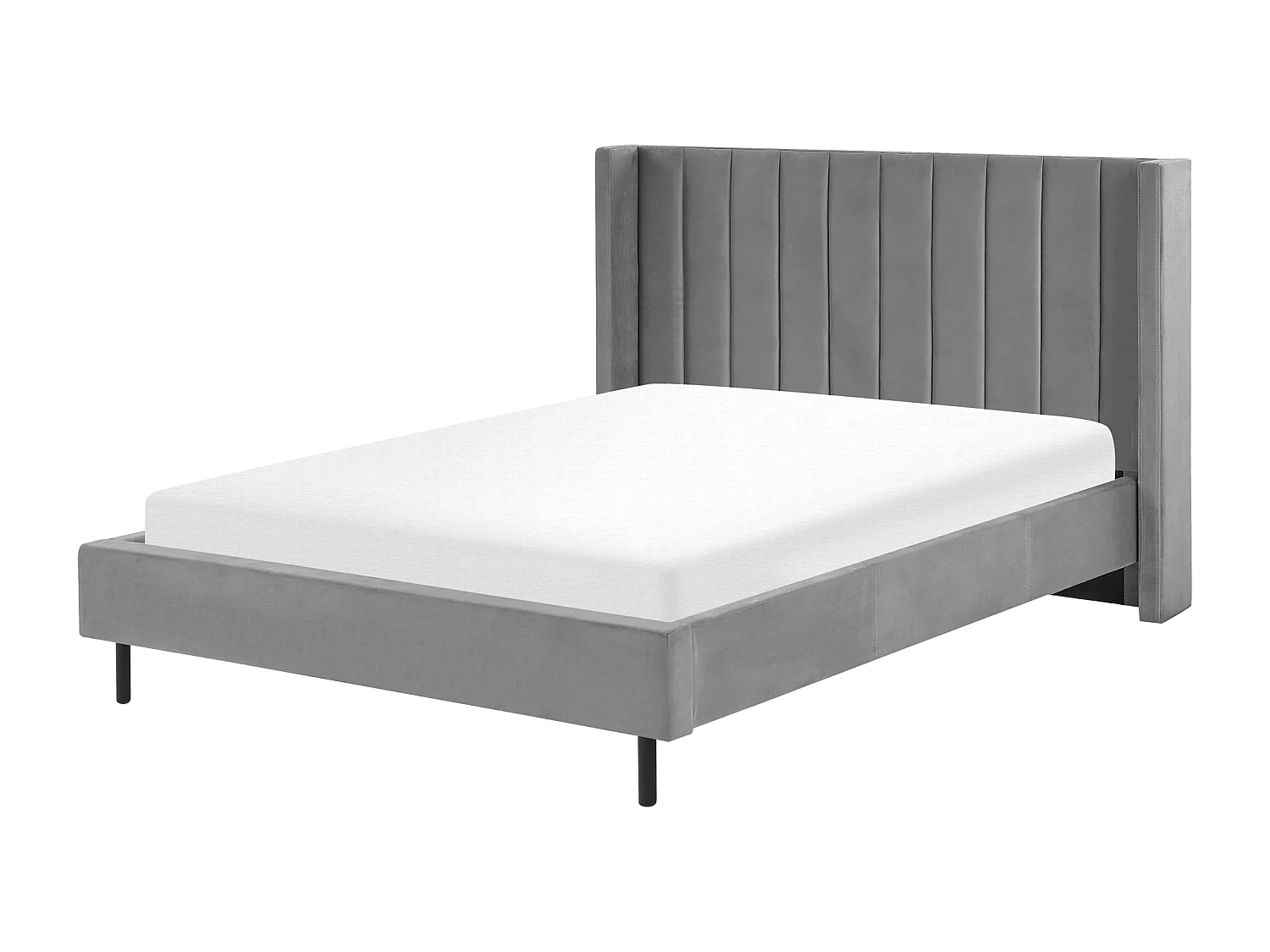 Bed Fluweel VILLETTE 140 x 200 cm Grijs