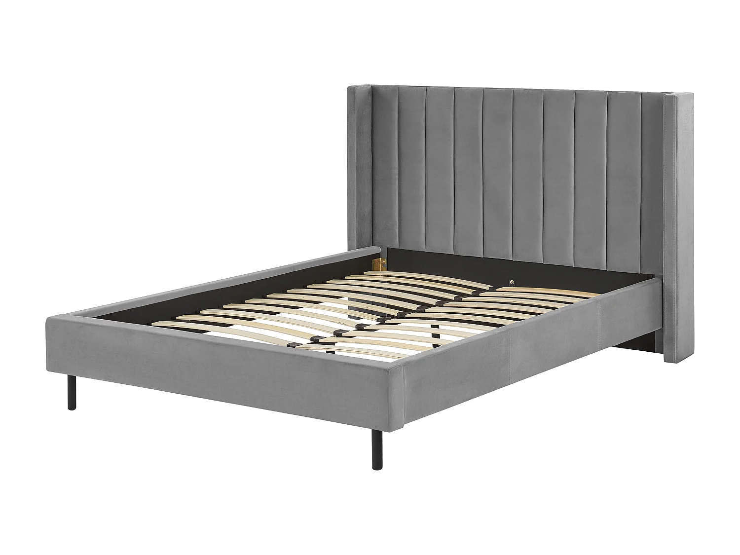 Bed Fluweel VILLETTE 140 x 200 cm Grijs