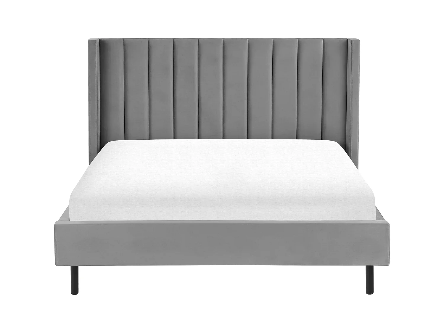 Lit avec sommier Velours VILLETTE 160 x 200 cm Gris
