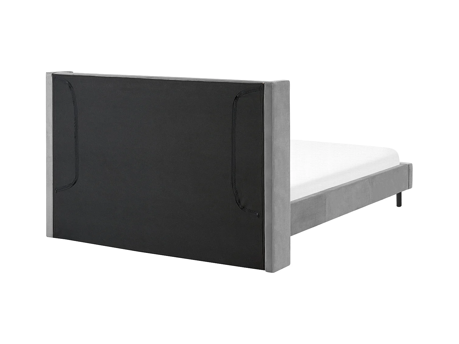 Lit avec sommier Velours VILLETTE 160 x 200 cm Gris