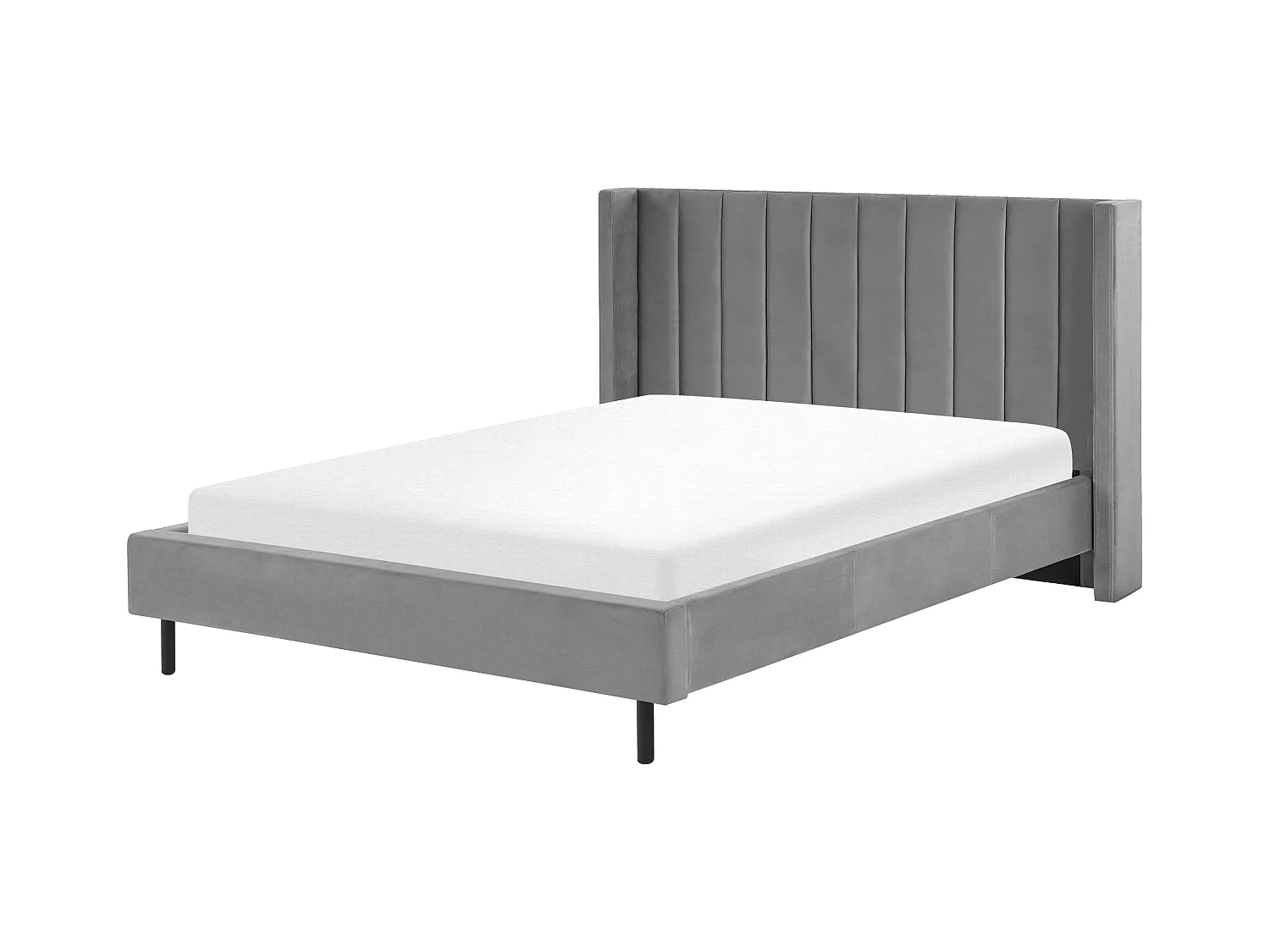 Lit avec sommier Velours VILLETTE 160 x 200 cm Gris