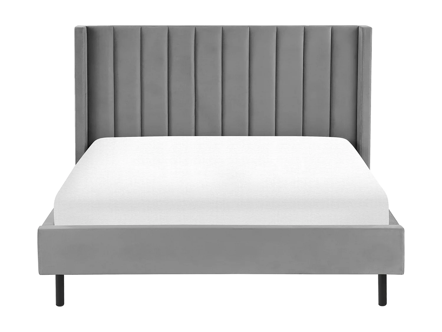Lit avec sommier Velours VILLETTE 160 x 200 cm Gris