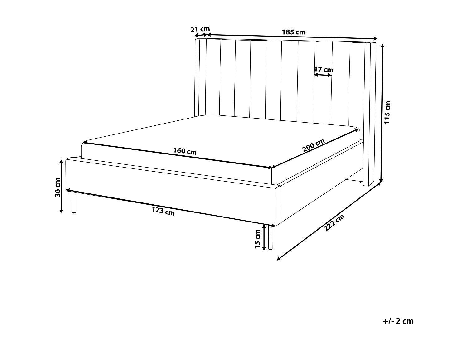Lit avec sommier Velours VILLETTE 160 x 200 cm Gris