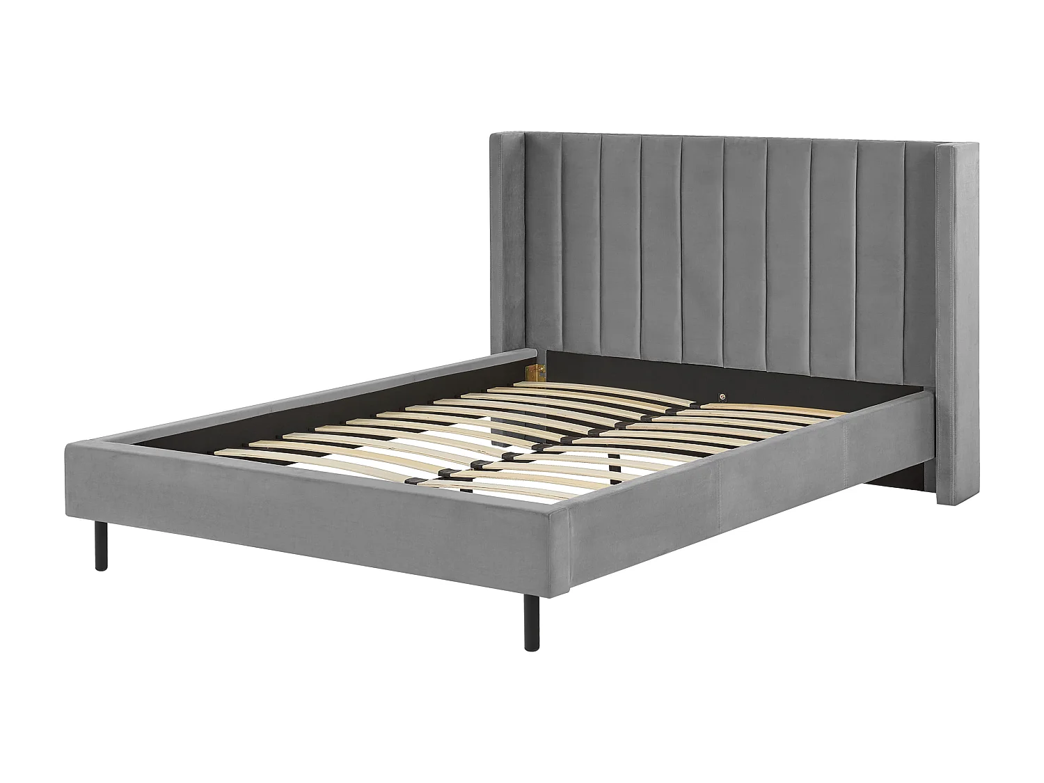 Lit avec sommier Velours VILLETTE 160 x 200 cm Gris