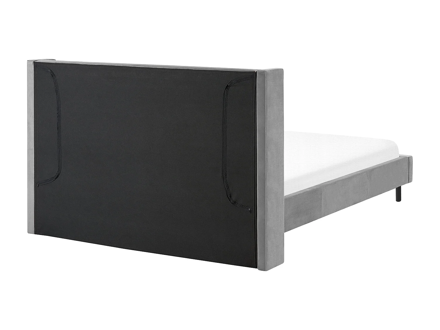 Lit avec sommier Velours VILLETTE 160 x 200 cm Gris
