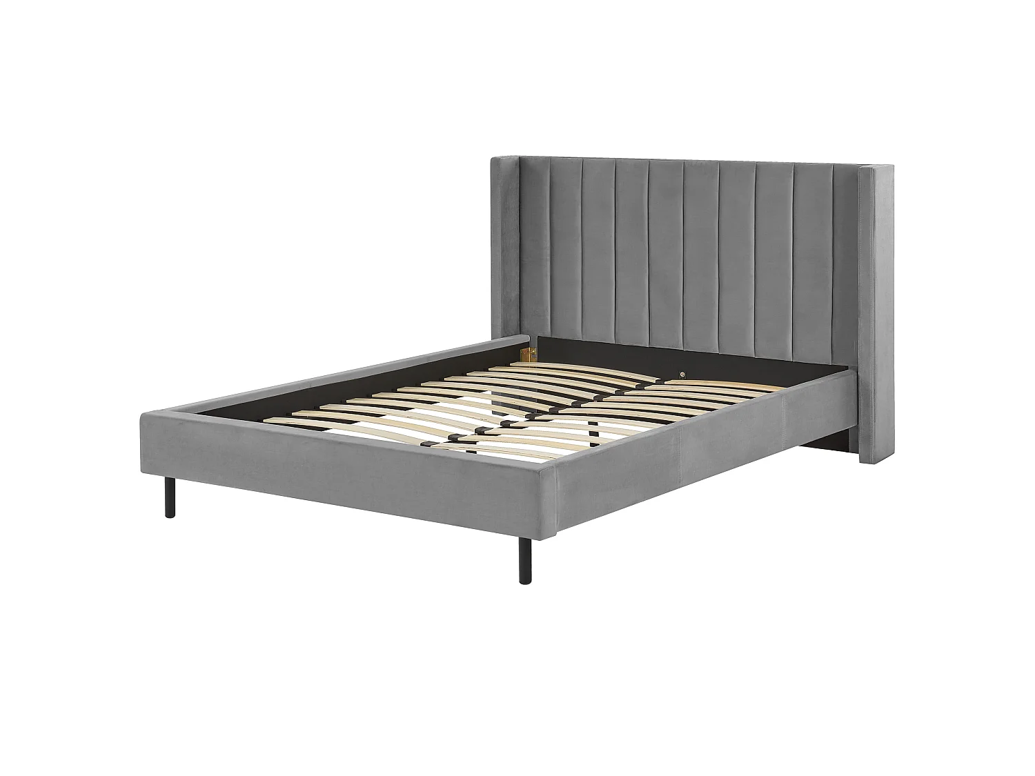 Lit avec sommier Velours VILLETTE 160 x 200 cm Gris