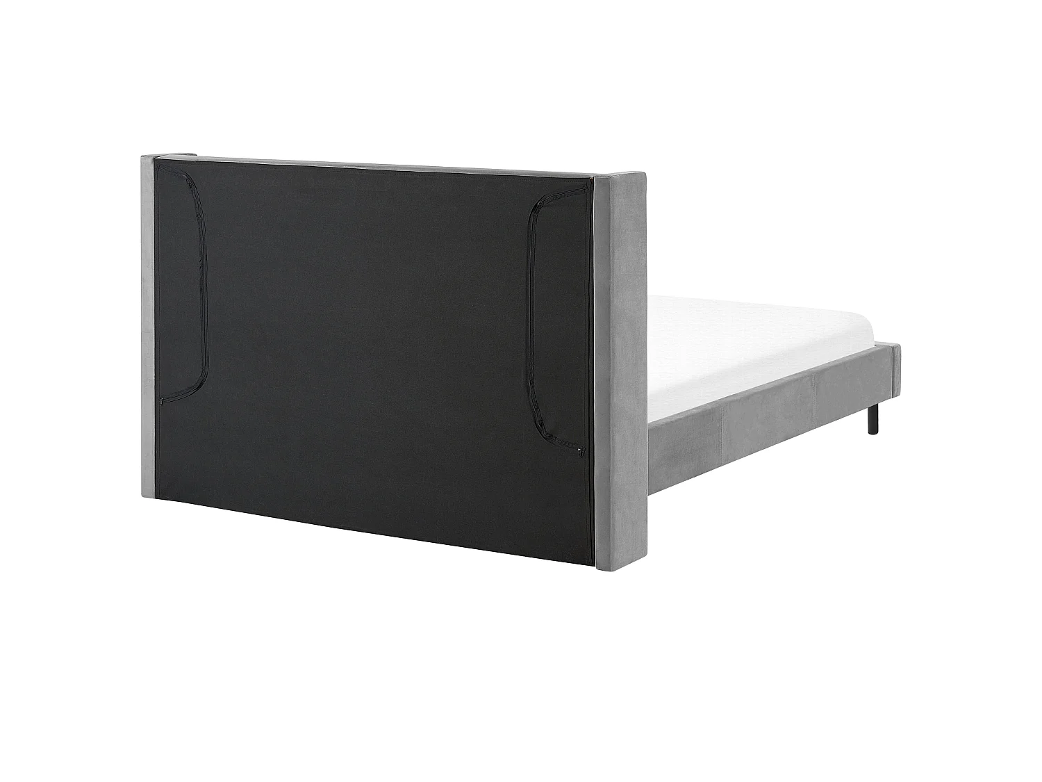 Lit avec sommier Velours VILLETTE 160 x 200 cm Gris