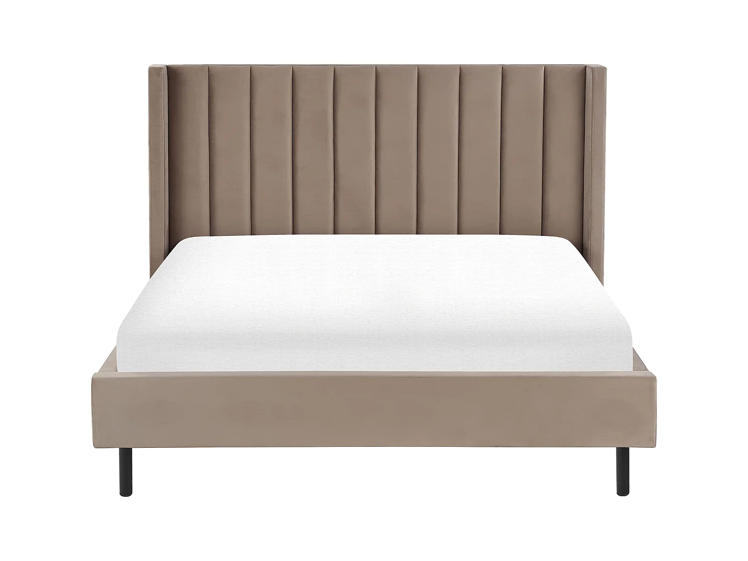 Lit avec sommier Velours VILLETTE 160 x 200 cm Taupe