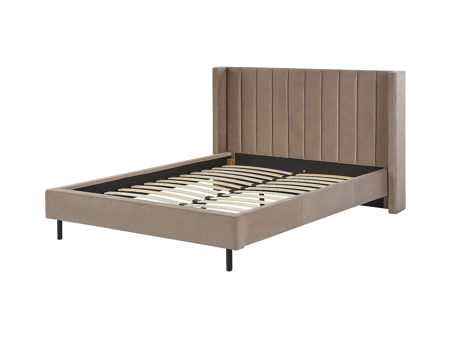 Lit avec sommier Velours VILLETTE 160 x 200 cm Taupe
