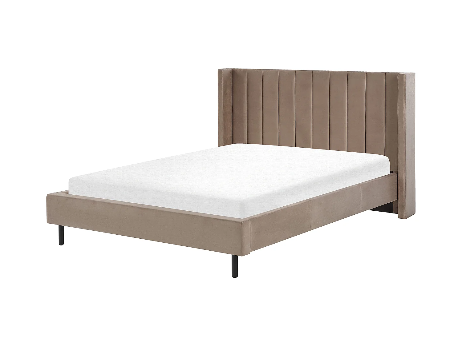 Elegantes Doppelbett aus Samtstoff 160 x 200 cm hohes Kopfteil taupe Villette