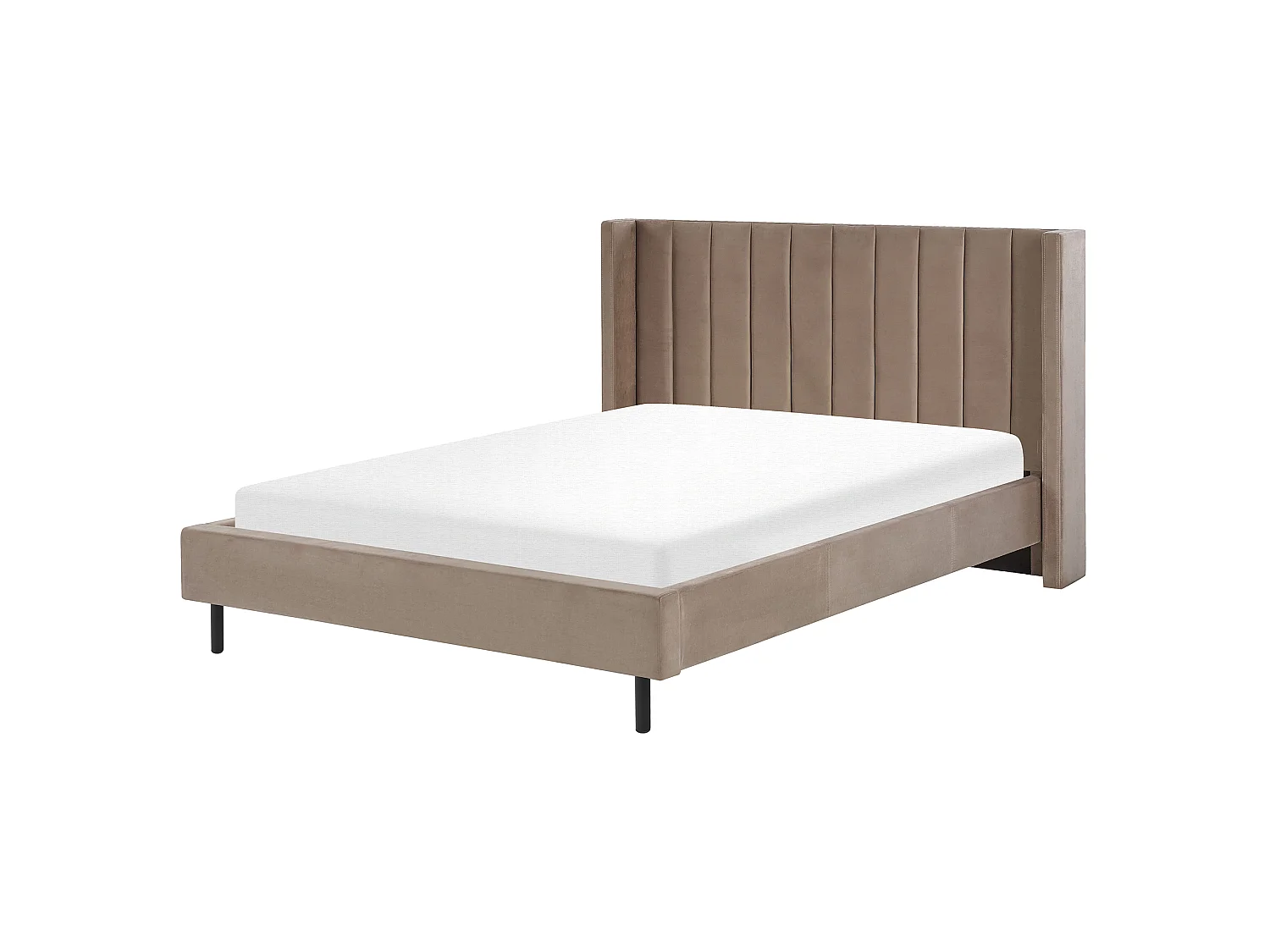 Lit avec sommier Velours VILLETTE 160 x 200 cm Taupe