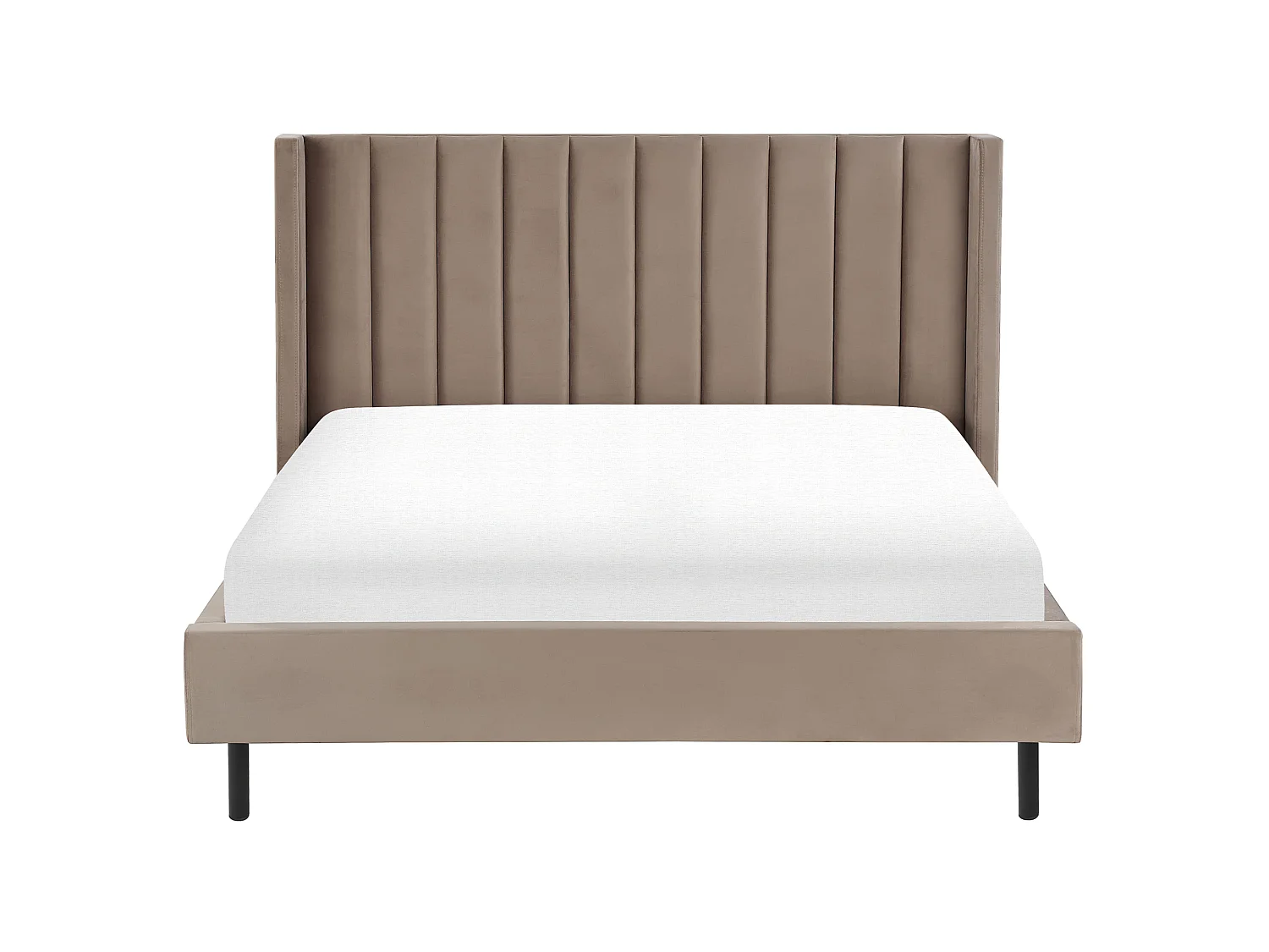 Lit avec sommier Velours VILLETTE 160 x 200 cm Taupe