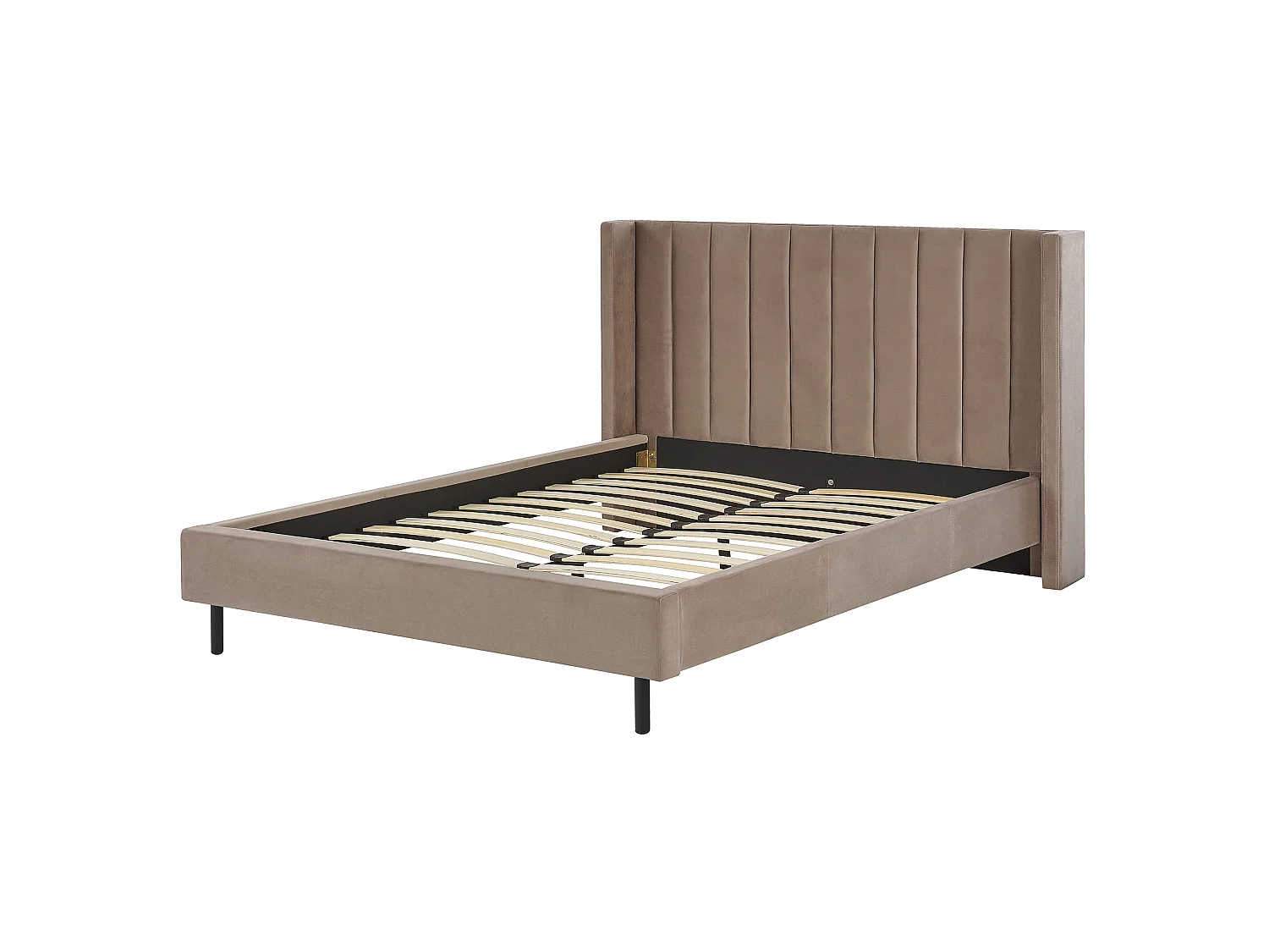 Lit avec sommier Velours VILLETTE 160 x 200 cm Taupe