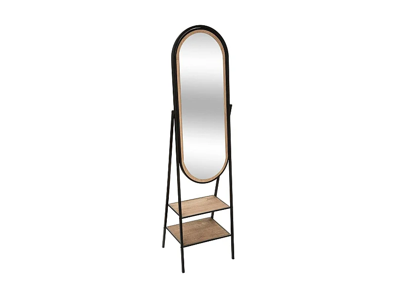 Miroir sur pied en Bois et Métal avec 2 étagères 160 x 44 cm