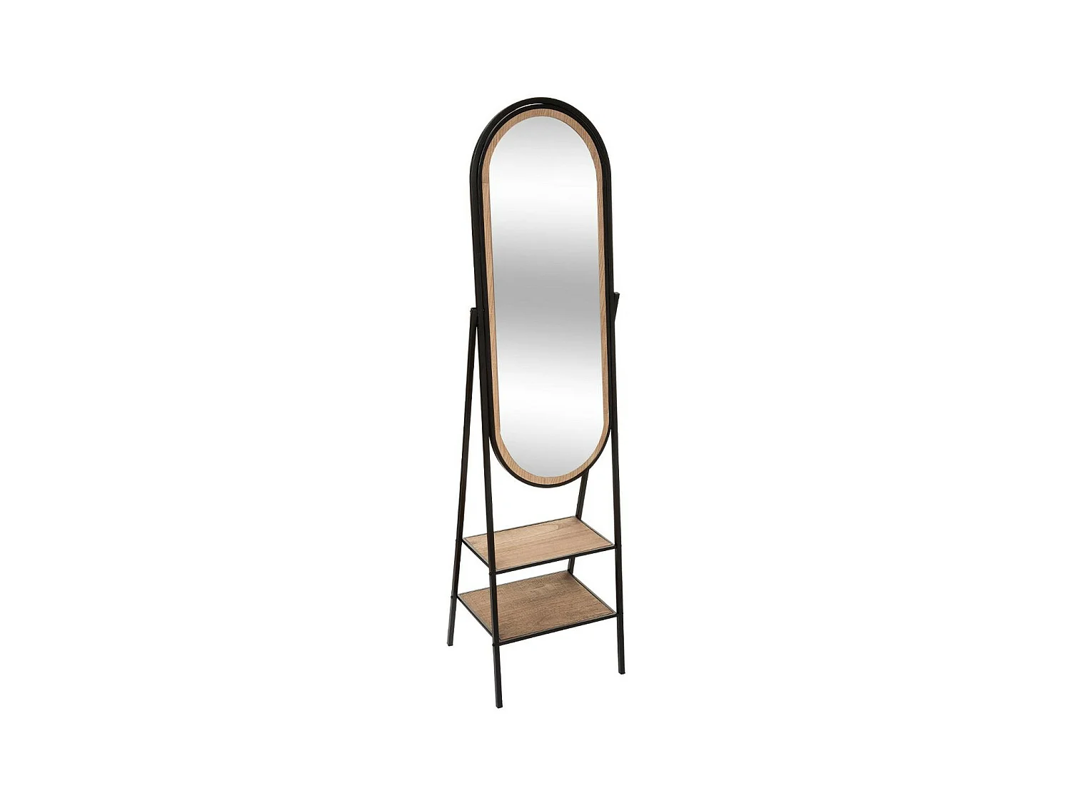 Miroir sur pied en Bois et Métal avec 2 étagères 160 x 44 cm