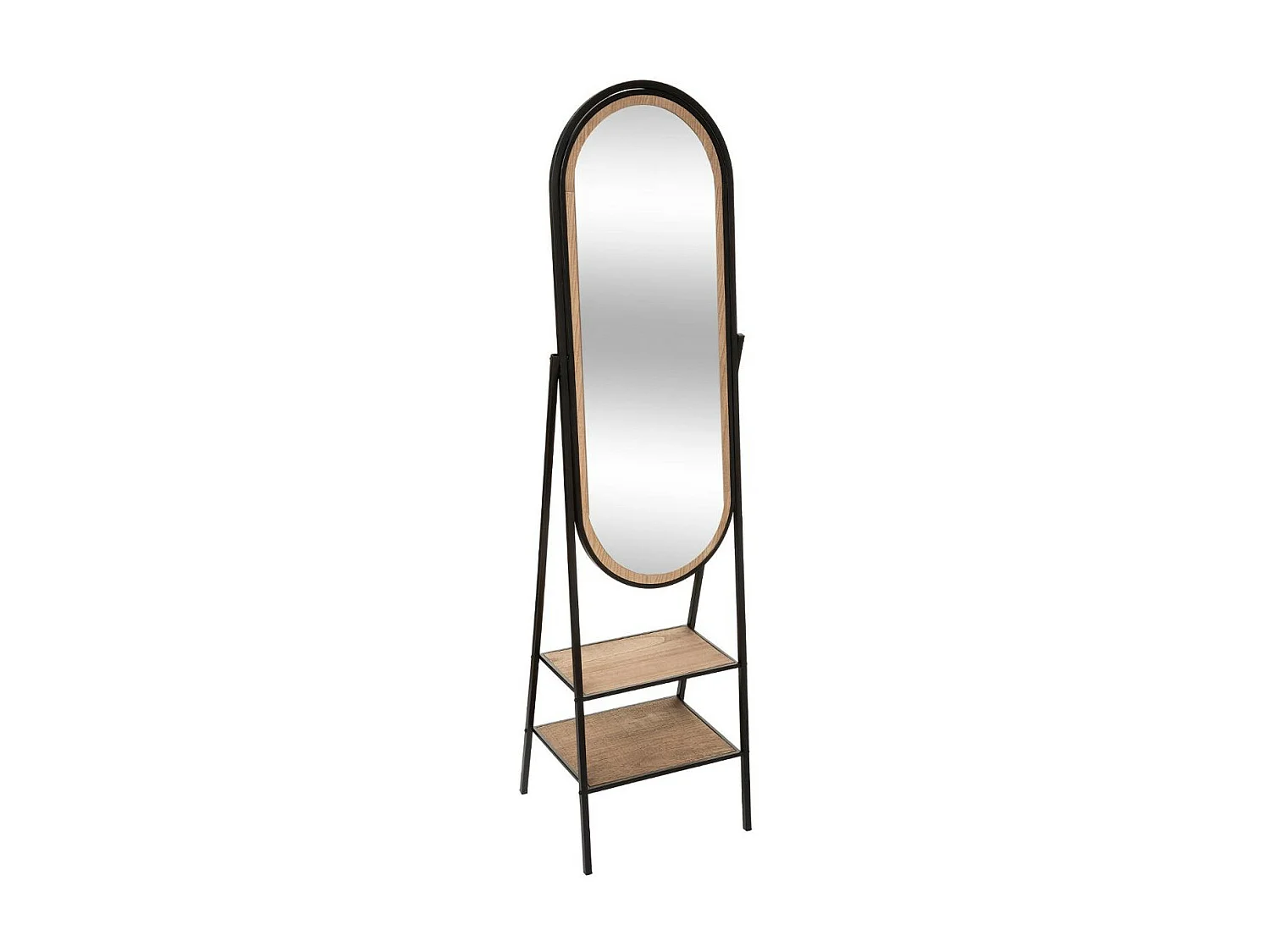 Miroir sur pied en Bois et Métal avec 2 étagères 160 x 44 cm