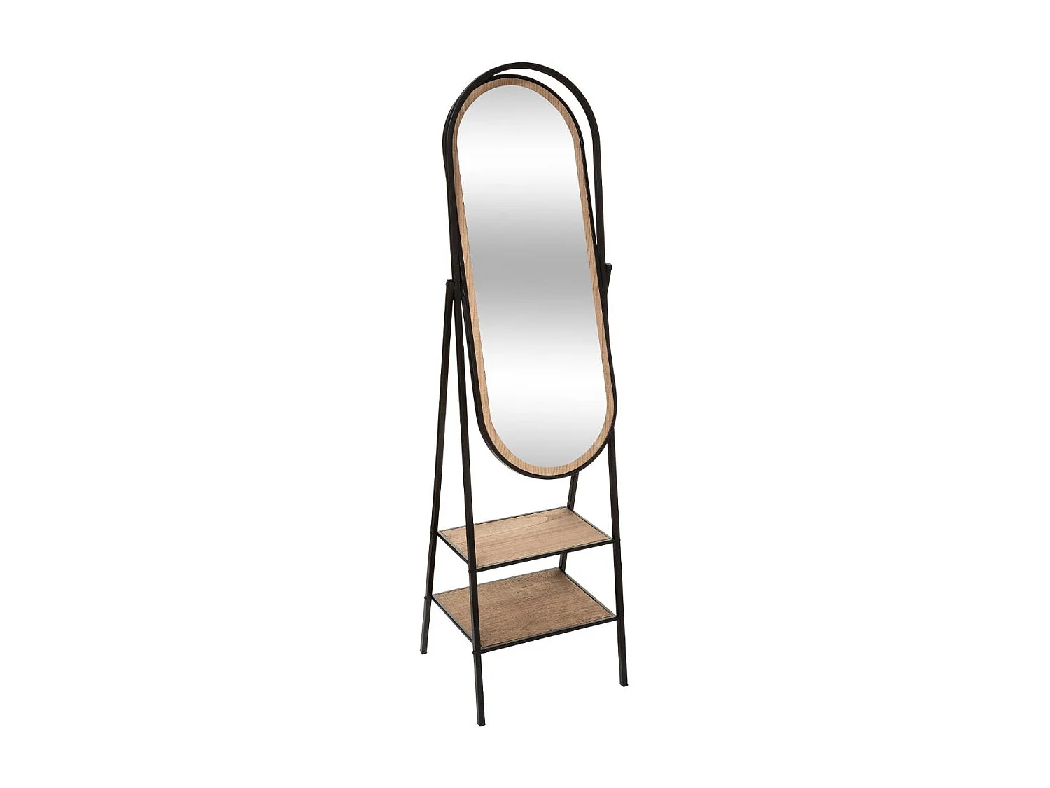 Miroir sur pied en Bois et Métal avec 2 étagères 160 x 44 cm