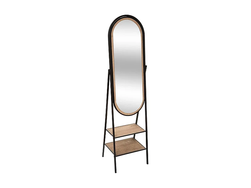 Miroir sur pied en Bois et Métal avec 2 étagères 160 x 44 cm