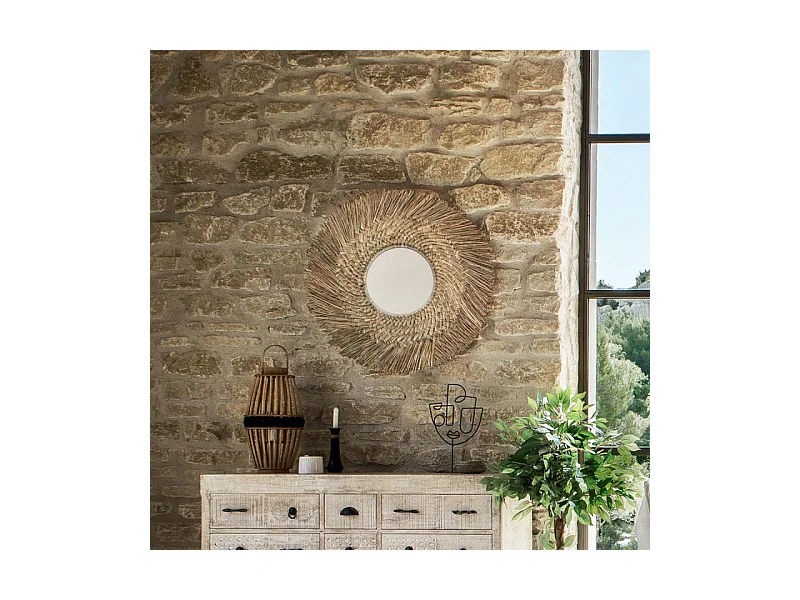 Grand Miroir mural en Roseau D 80 cm