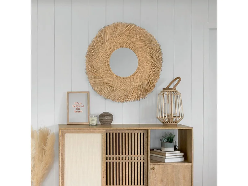 Grand Miroir mural en Roseau D 80 cm