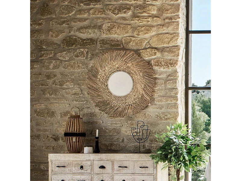 Grand Miroir mural en Roseau D 80 cm
