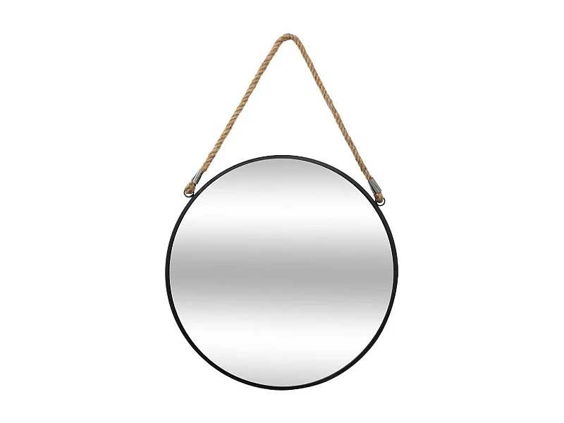 Miroir mural en Métal Noir  avec corde D 37 cm