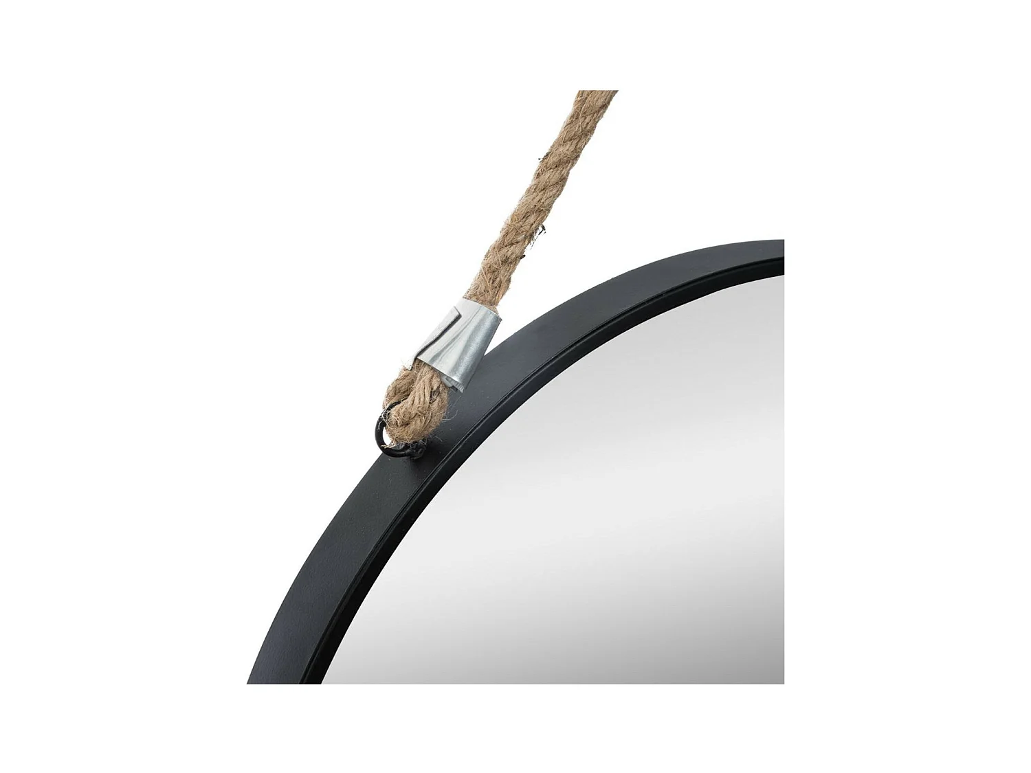 Miroir mural en Métal Noir  avec corde D 37 cm