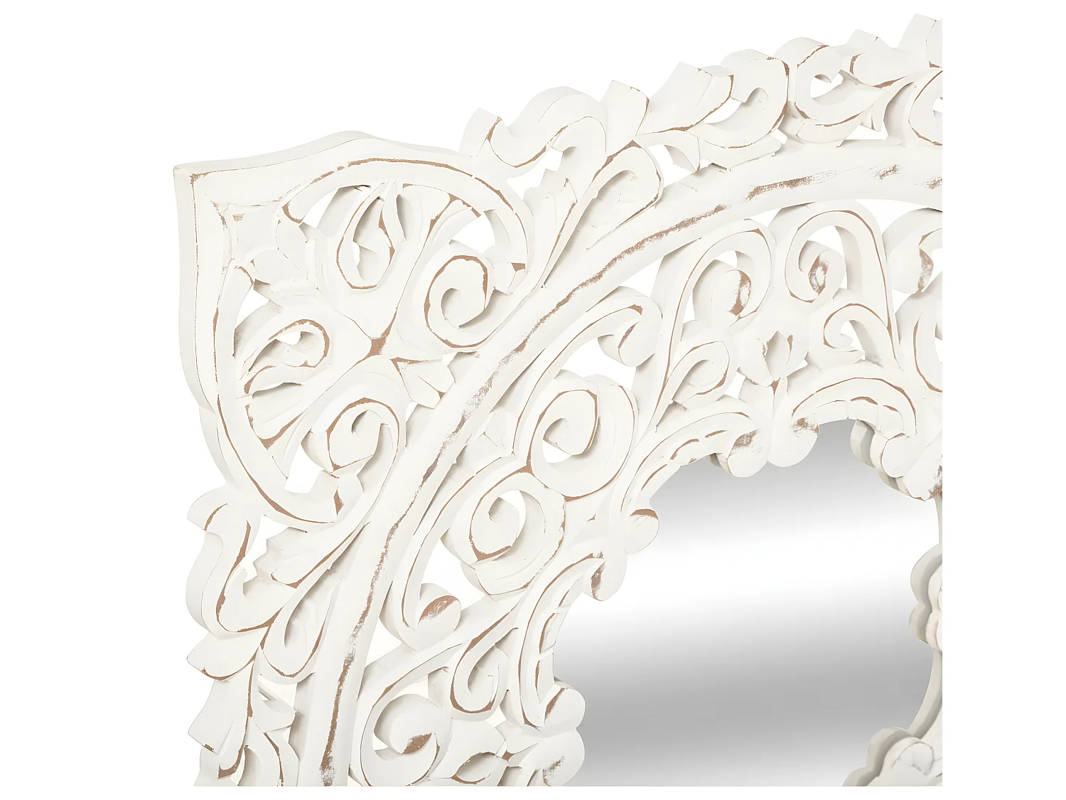 Miroir mural en Bois Blanc sculpté aspect vieilli 58 x 58 cm