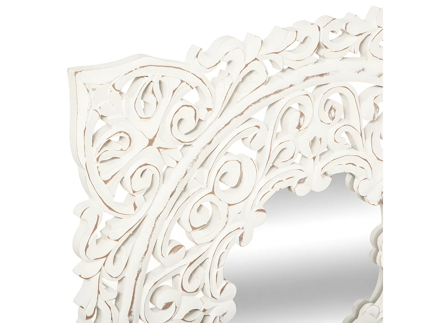 Miroir mural en Bois Blanc sculpté aspect vieilli 58 x 58 cm