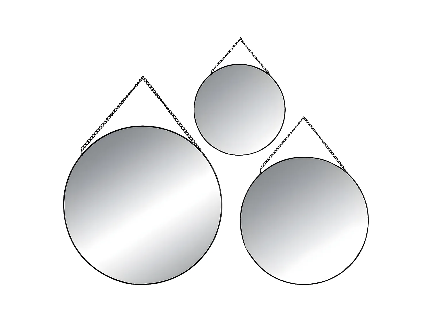 Lot de 3 Miroirs à suspendre en Métal Noir