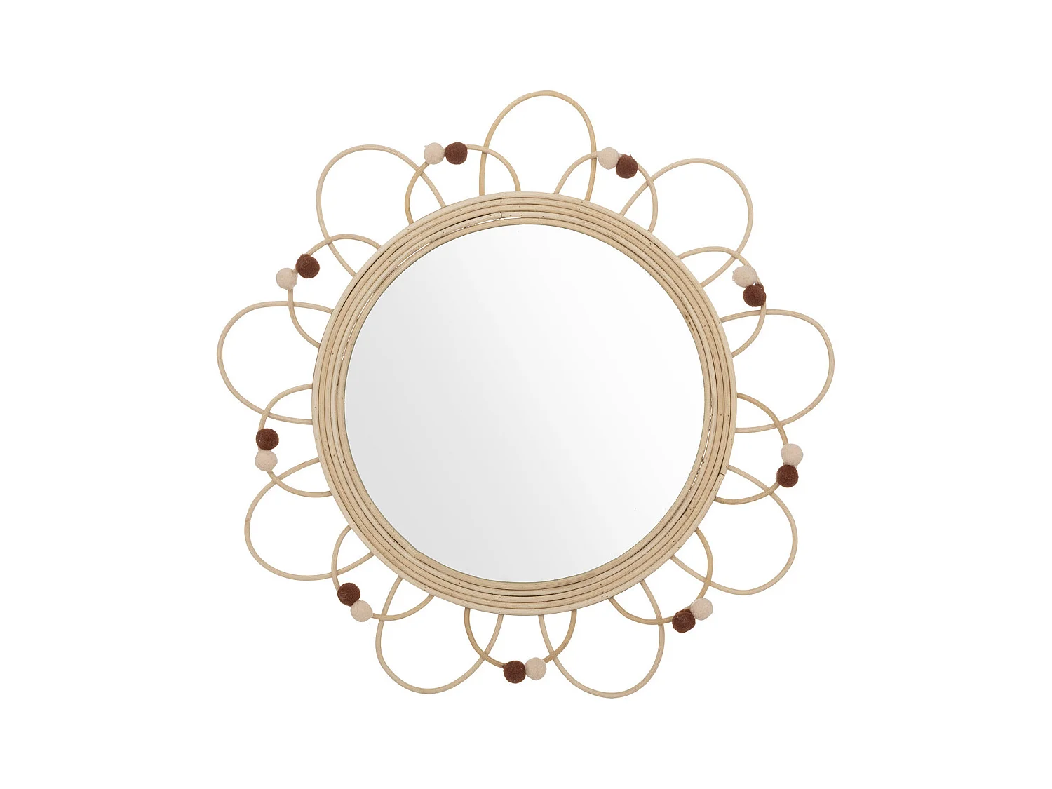 Miroir mural en rotin D 38 cm pour chambre d'enfant