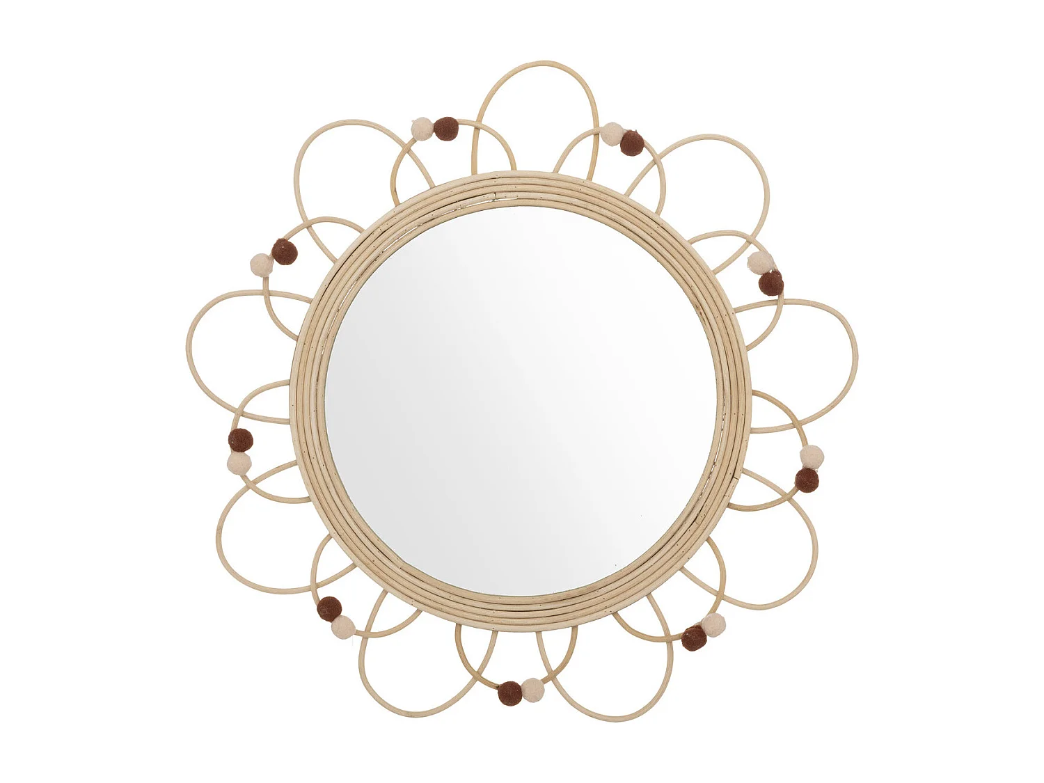 Miroir mural en rotin D 38 cm pour chambre d'enfant
