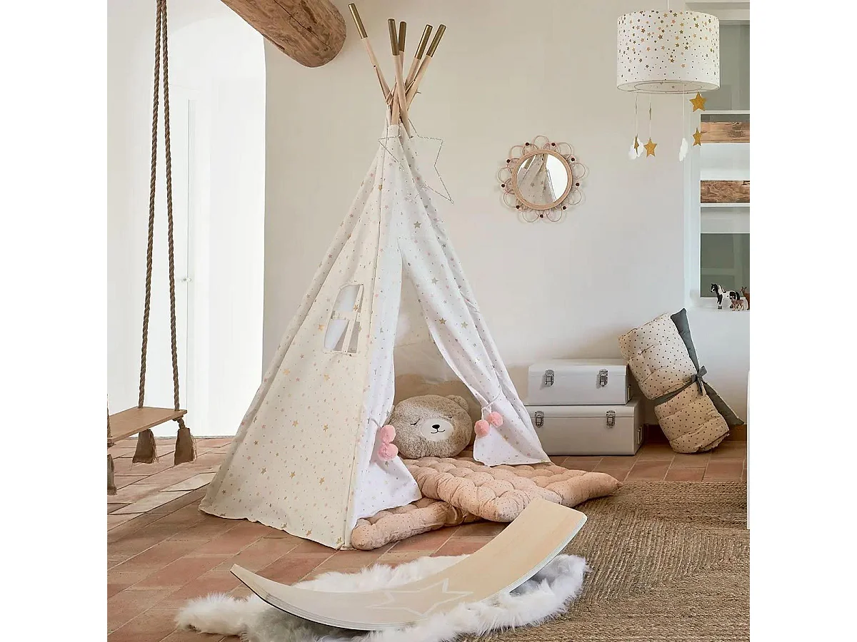 Miroir mural en rotin D 38 cm pour chambre d'enfant