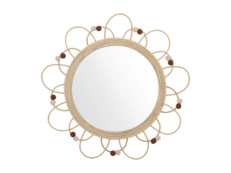 Miroir mural en rotin D 38 cm pour chambre d'enfant