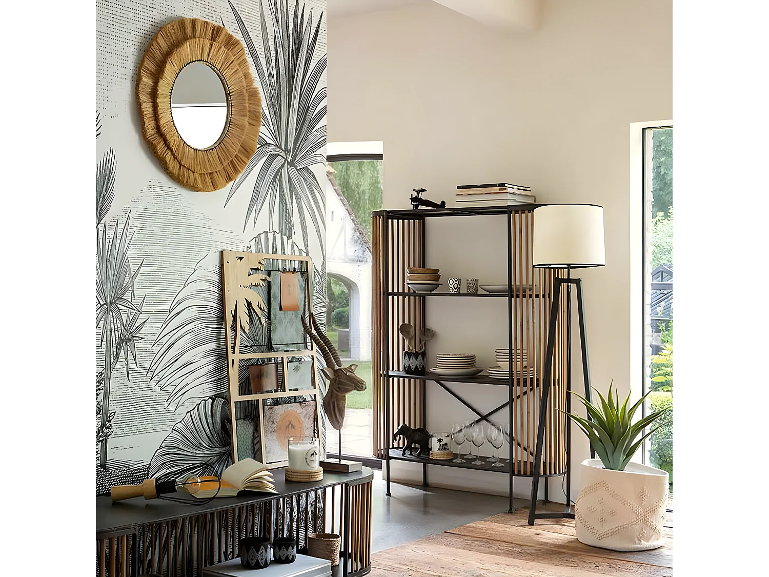 Miroir mural en Raphia D 57 cm