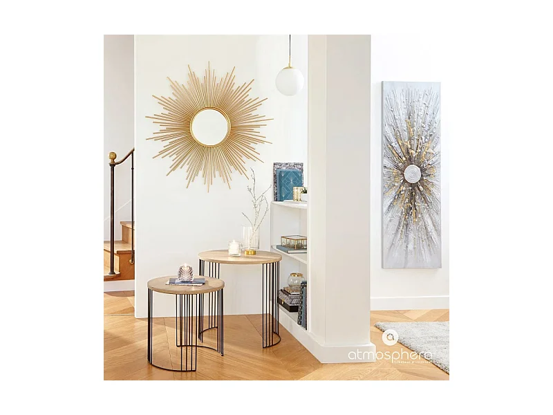 Grand Miroir soleil en Métal doré D 99 cm