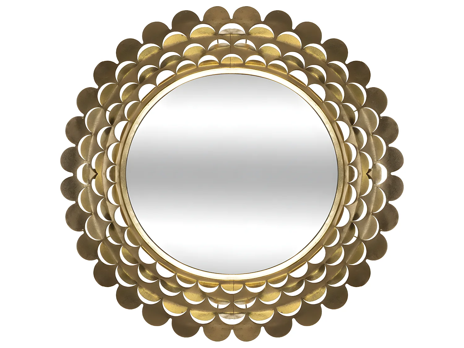 Grand Miroir mural Fleur Or en métal D 91 cm
