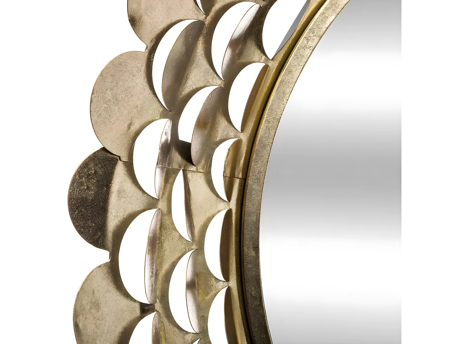 Grand Miroir mural Fleur Or en métal D 91 cm