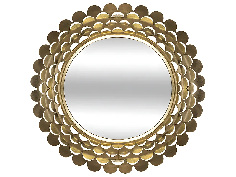 Grand Miroir mural Fleur Or en métal D 91 cm