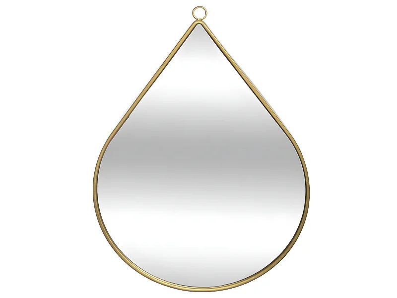 Asymmetrischer goldener Metall-Wandspiegel in Tropfenform 28x39 cm, trendiges Design zum Aufhängen