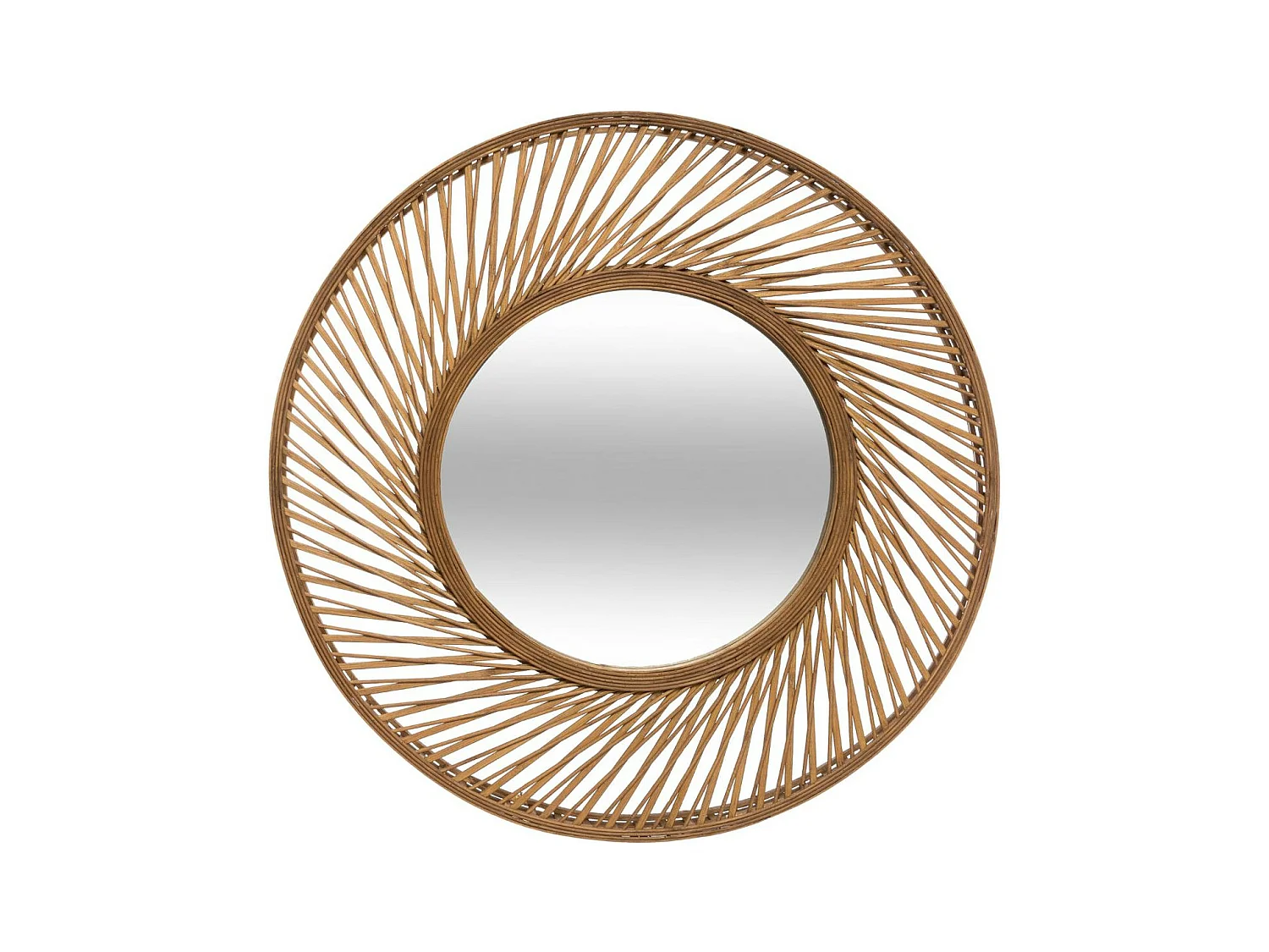 Grand Miroir mural spirale en Bambou naturel D 72 cm