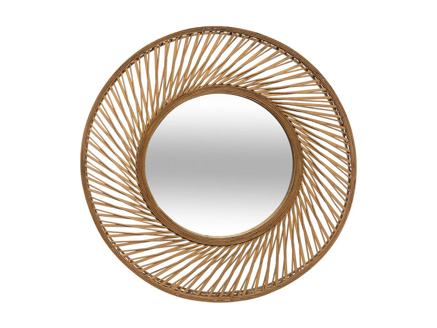 Grand Miroir mural spirale en Bambou naturel D 72 cm