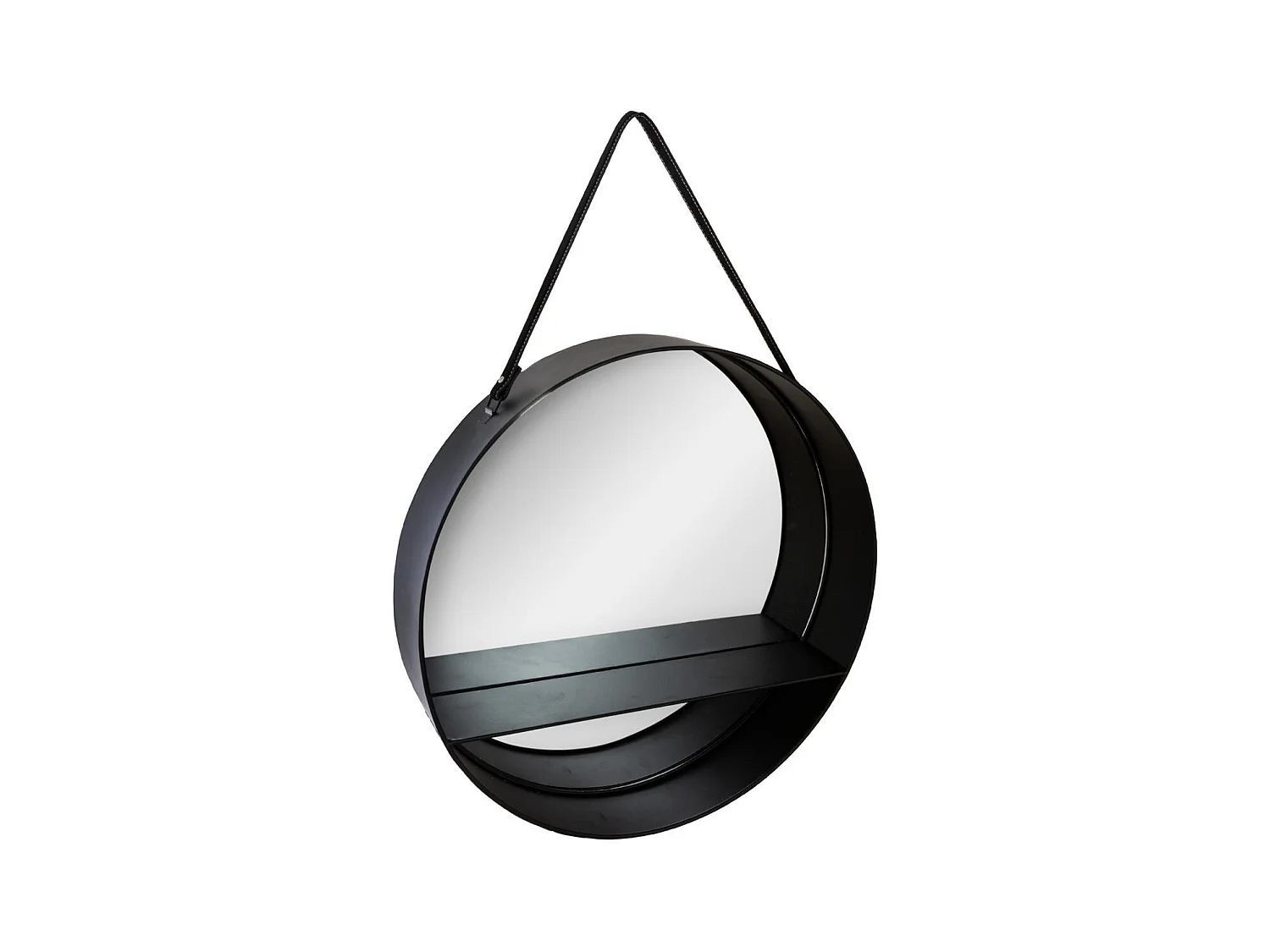 Miroir à suspendre en Métal noir avec étagère D 55 cm