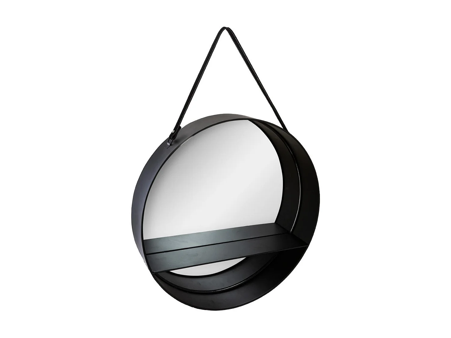 Miroir à suspendre en Métal noir avec étagère D 55 cm
